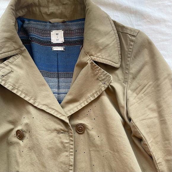 Men’s Large NSF + GAP Khaki Tan Pea Coat Jacket - Picture 2 of 8
